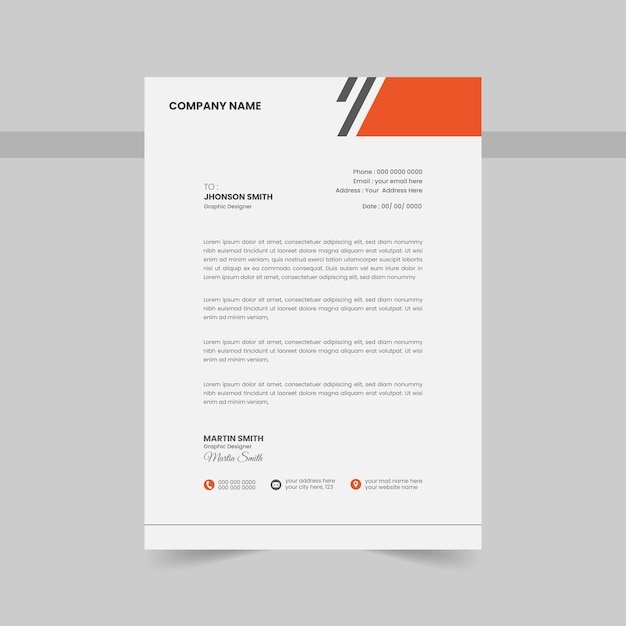 Modelo de papel de carta de negócios e corporativos Vector profissional moderno.