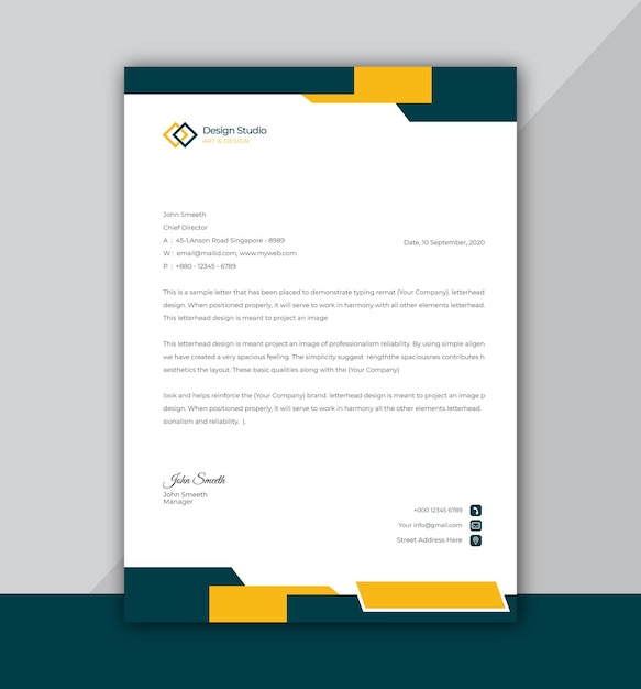 Modelo de papel de carta para empresas e empresas modernas