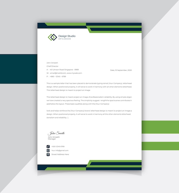 Modelo de papel de carta para empresas e empresas modernas