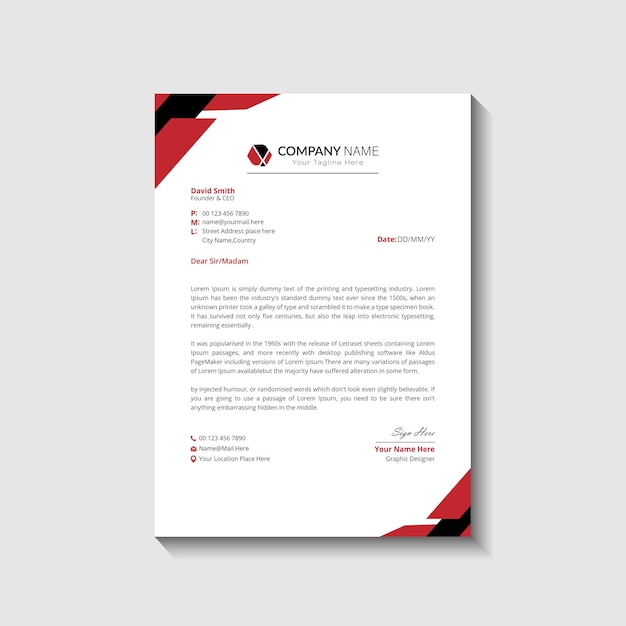 Modelo de papel de carta para empresas e empresas modernas