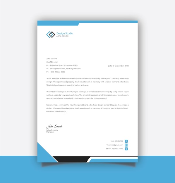 Modelo de papel de carta para empresas e empresas modernas
