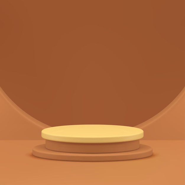 Modelo de pedestal de pódio de cilindro 3D castanho para apresentação de produtos cosméticos vetor realista
