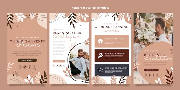 Modelo de planejador de casamento de design plano