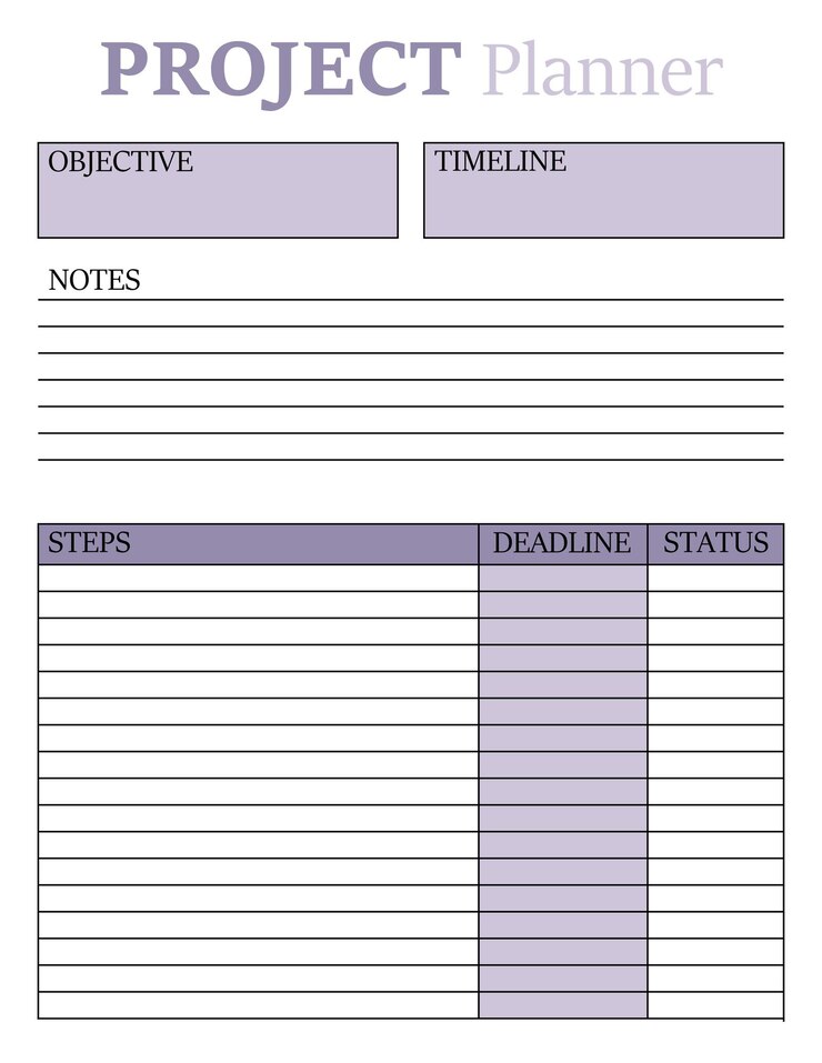Vetor modelo de planejador de projeto um design conciso para uma página de bloco de notas de negócios organizador de negócios cronograma do projeto formato de carta ilustração vetorial