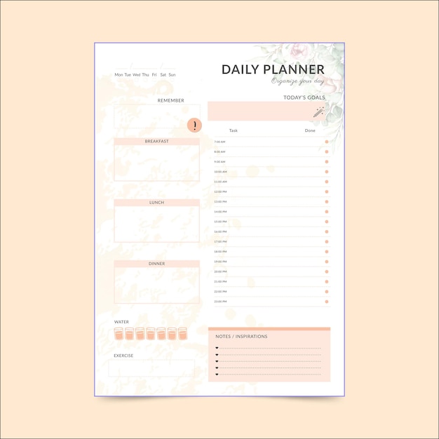 Vetor modelo de planejador diário