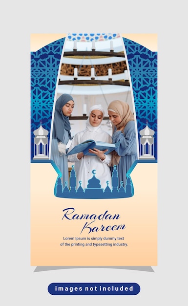 Vetor modelo de plano de fundo de mídia social do tema do ramadã iftar história do instagram