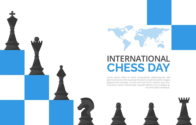 Vetor modelo de plano de fundo do dia internacional do xadrez