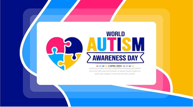 Vetor modelo de plano de fundo do dia mundial de conscientização do autismo, comemorado em 2 de abril, usado para banner de plano de fundo