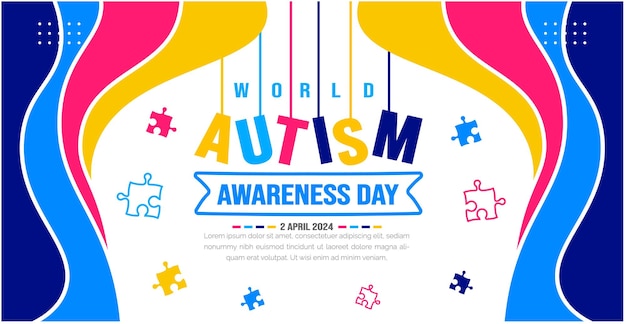 Vetor modelo de plano de fundo do dia mundial de conscientização do autismo, comemorado em 2 de abril, usado para banner de plano de fundo