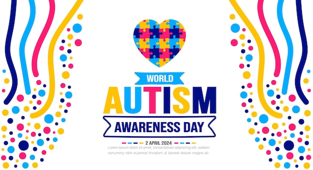 Vetor modelo de plano de fundo do dia mundial de conscientização do autismo, comemorado em 2 de abril, usado para banner de plano de fundo