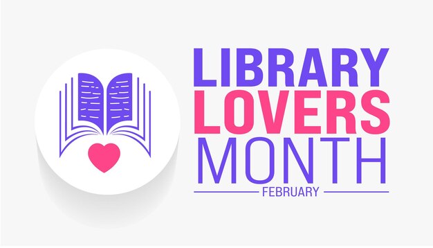 Vetor modelo de plano de fundo do mês dos amantes da biblioteca de fevereiro cartaz de banner de fundo de conceito de feriado