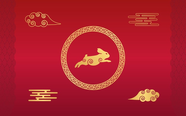 Modelo de plano de fundo feliz ano novo chinês coelho 2023. ilustração em vetor de padrão de onda sem costura