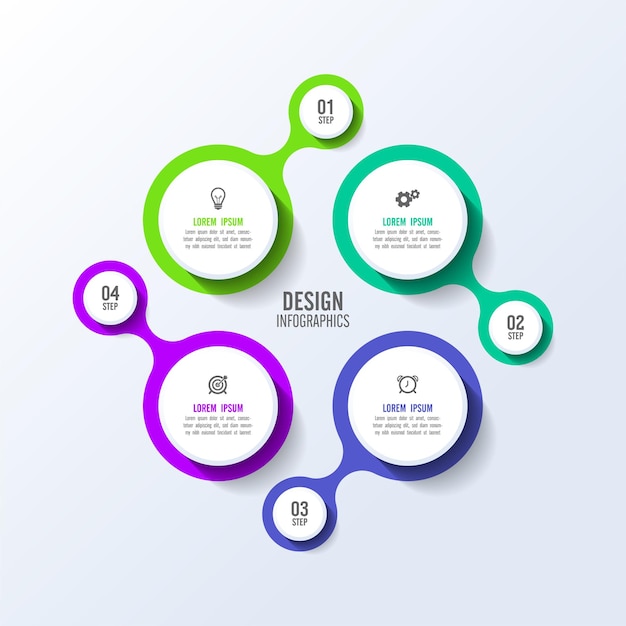 Modelo de plano de fundo infográfico circular plano colorido