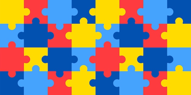 Vetor modelo de plano de fundo padrão de quebra-cabeça do dia mundial da conscientização do autismo quebra-cabeça colorido do dia mundial do autismo