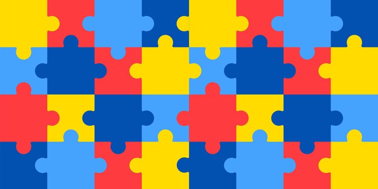 Modelo de plano de fundo padrão de quebra-cabeça do Dia Mundial da Conscientização do Autismo Quebra-cabeça colorido do Dia Mundial do Autismo