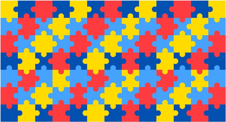 Modelo de plano de fundo padrão de quebra-cabeça do Dia Mundial da Conscientização do Autismo Quebra-cabeça colorido do Dia Mundial do Autismo