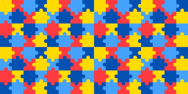 Modelo de plano de fundo padrão de quebra-cabeça do dia mundial da conscientização do autismo quebra-cabeça colorido do dia mundial do autismo