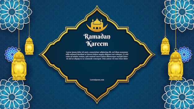 modelo de plano de fundo ramadan kareem com lanterna dourada