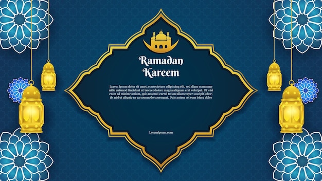 Modelo de plano de fundo ramadan kareem com lanterna dourada