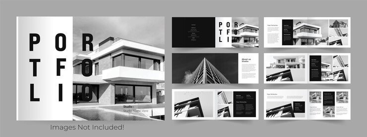 Vetor modelo de portfólio multifuncional de paisagem