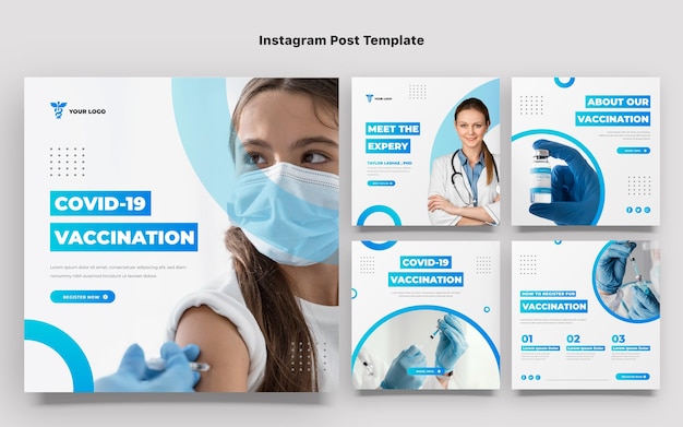 Vetor modelo de post de instagram médico de gradiente