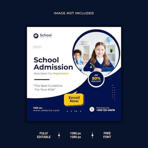 Modelo de Post de Mídia Social de Admissão SchoolCollege
