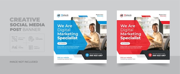 Modelo de postagem de agência de marketing digital e mídia social corporativa