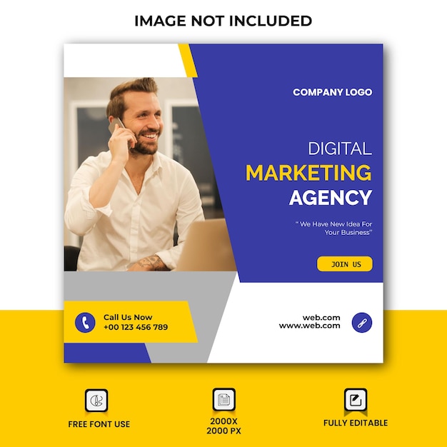 Modelo de postagem de agência de marketing digital e mídia social corporativa
