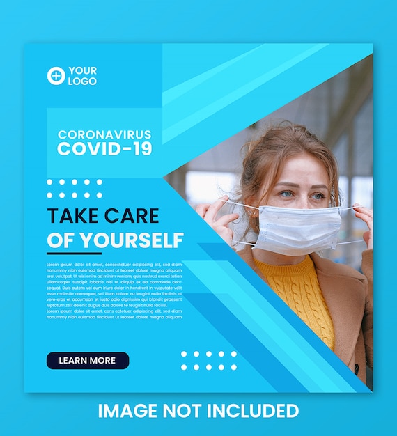 Modelo de postagem de aviso de vírus corona de mídia social quadrado