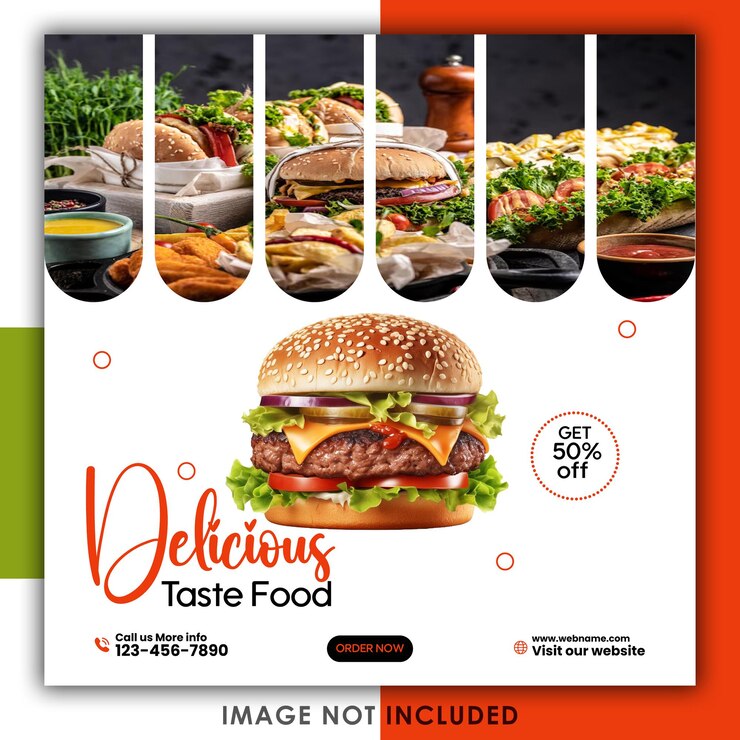 Vetor modelo de postagem de banner de mídia social de alimentos