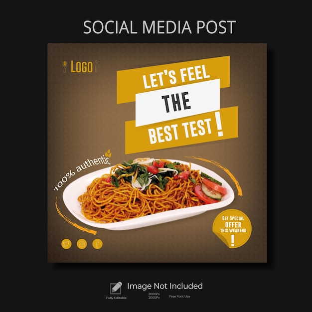 Vetor modelo de postagem de banner de mídia social de comida deliciosa especial