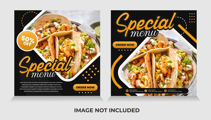 Vetor modelo de postagem de banner de mídia social de comida vetor premium