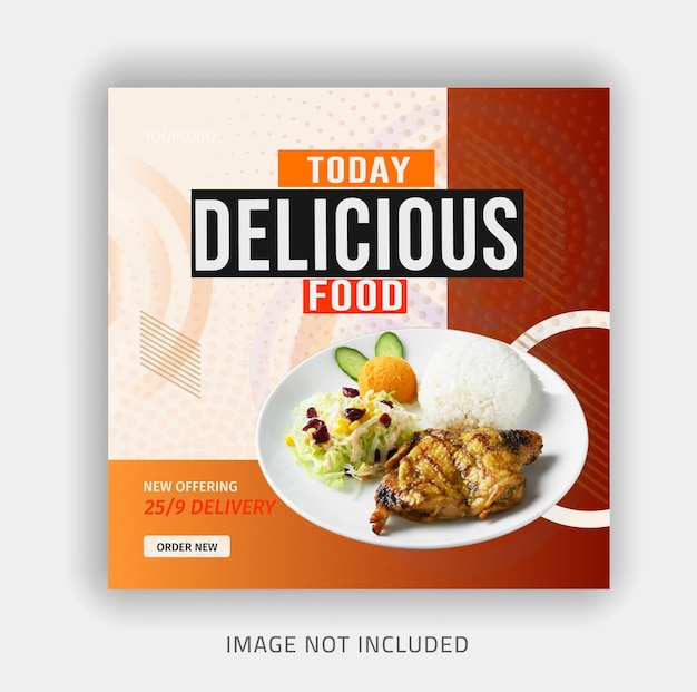 Modelo de postagem de banner de mídia social de promoção de menu de comida e restaurante