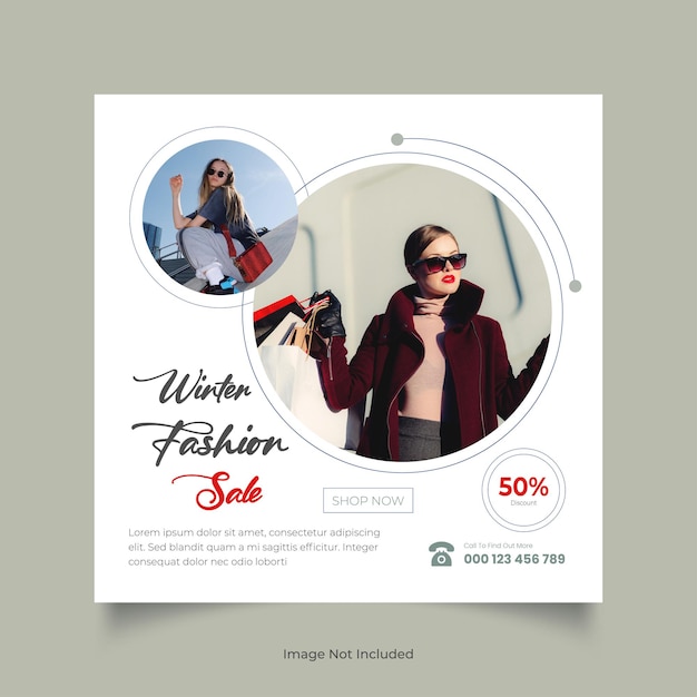 Modelo de postagem de banner de mídia social de venda de moda de inverno