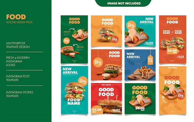 Modelo de postagem de feed de histórias do Instagram de alimentos