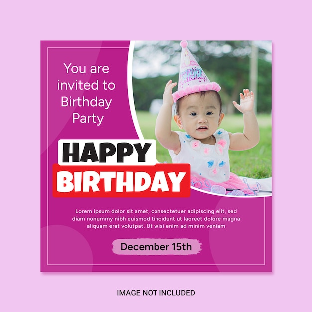 Modelo de postagem de feliz aniversário para convite de mídia social ou cartão de felicitações