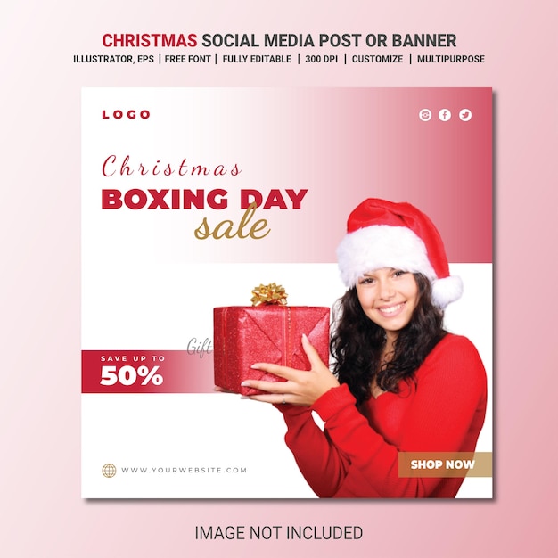Vetor modelo de postagem de feliz natal em mídia social