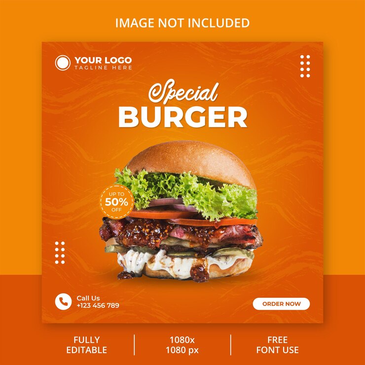 Modelo de postagem de hambúrguer especial em mídia social