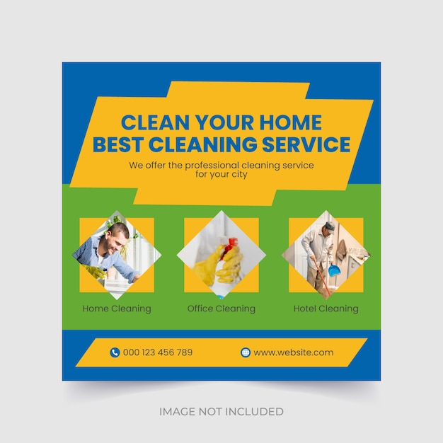 Modelo de postagem de instagram de mídia social quadrada de serviço de limpeza
