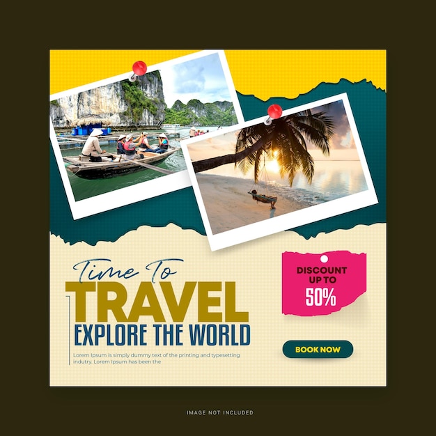 Modelo de postagem de Instagram ou de mídia social de viagens e turismo