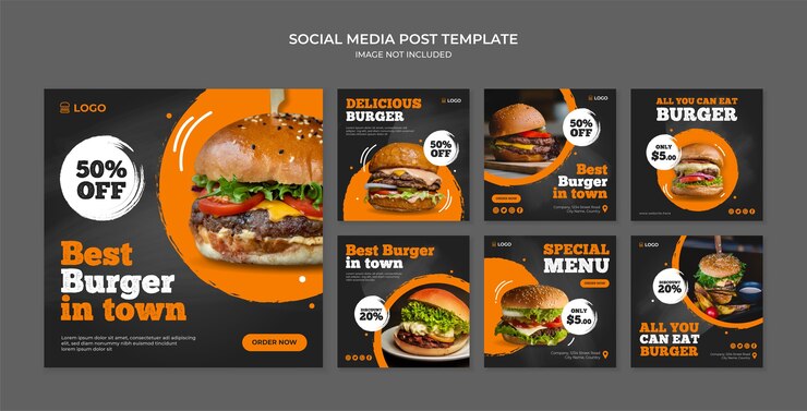 Modelo de postagem de melhor hambúrguer da cidade em mídia social para restaurante fast food