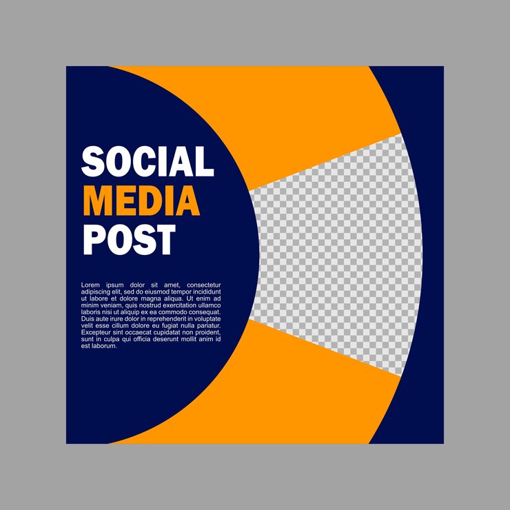 Vetor modelo de postagem de mídia social azul e laranja para promoção de negócios