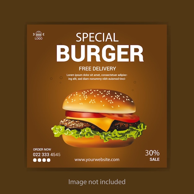 Modelo de postagem de mídia social Burger