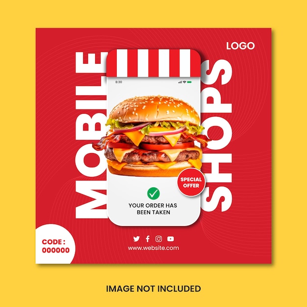 Modelo de postagem de mídia social Burger