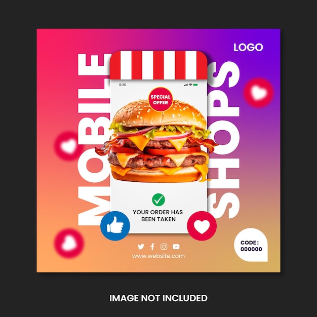 Modelo de postagem de mídia social Burger