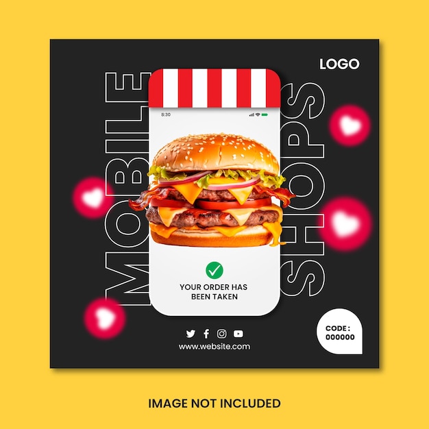 Modelo de postagem de mídia social Burger