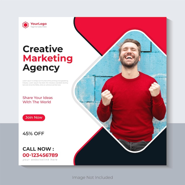 Modelo de postagem de mídia social criativa design de banner de mídia social de marketing de negócios vetor premium