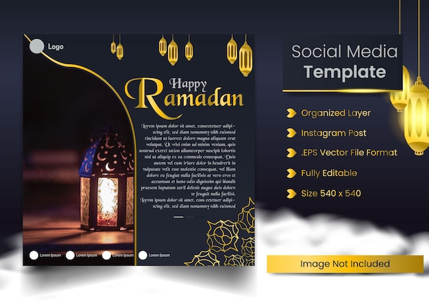 Vetor modelo de postagem de mídia social da edição islâmica do ramadã