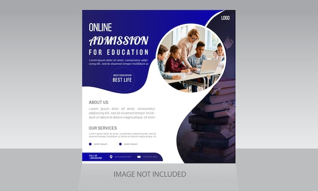 Modelo de postagem de mídia social de admissão de registro on-line