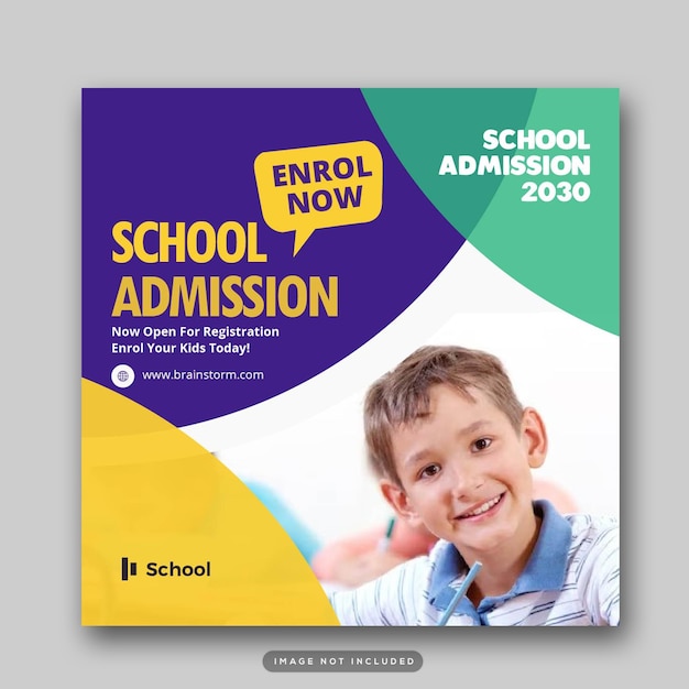 modelo de postagem de mídia social de admissão na escola